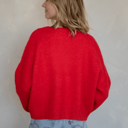 Alyssa Cardigan - Red - Intrigue Ink Visit Bozeman, Unique Shopping Boutique in Montana, Work from Home Clothes for Women