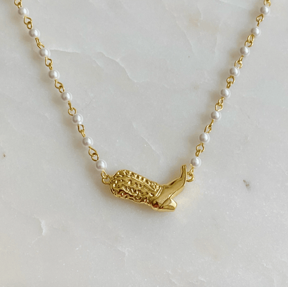 Cowgirl Boot Pearl Chain Necklace - Intrigue Ink Visit Bozeman, Unique Shopping Boutique in Montana, Work from Home Clothes for Women