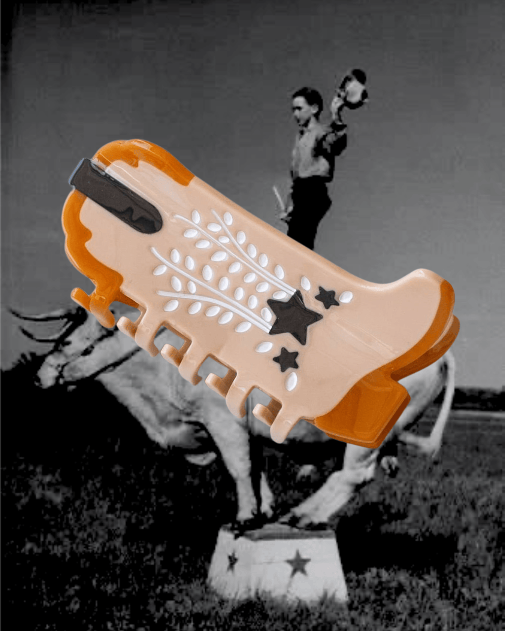 Shooting Star Cowboy Boots Hair Claw Clip - Oat - Intrigue Ink Visit Bozeman, Unique Shopping Boutique in Montana, Work from Home Clothes for Women