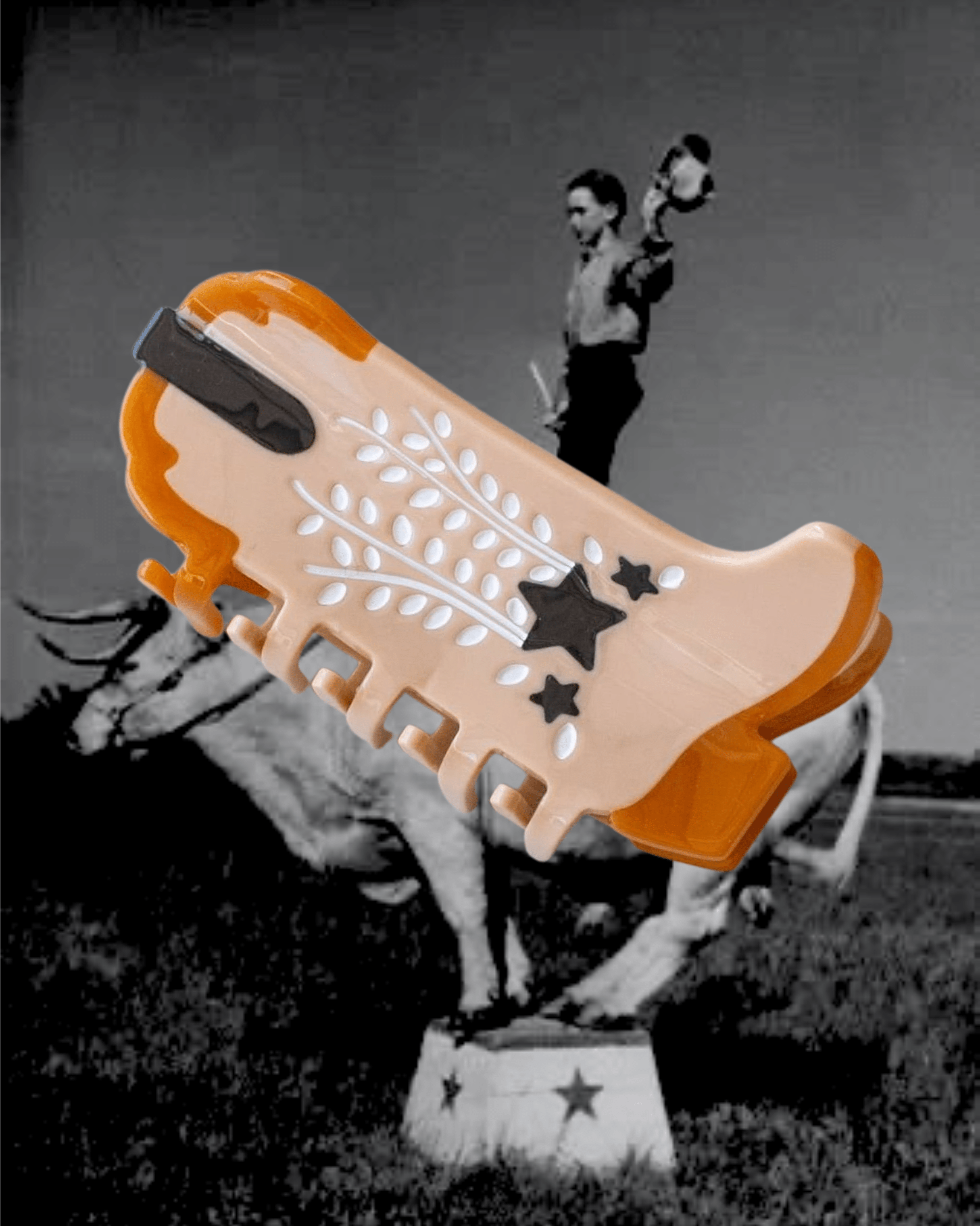 Shooting Star Cowboy Boots Hair Claw Clip - Oat - Intrigue Ink Visit Bozeman, Unique Shopping Boutique in Montana, Work from Home Clothes for Women