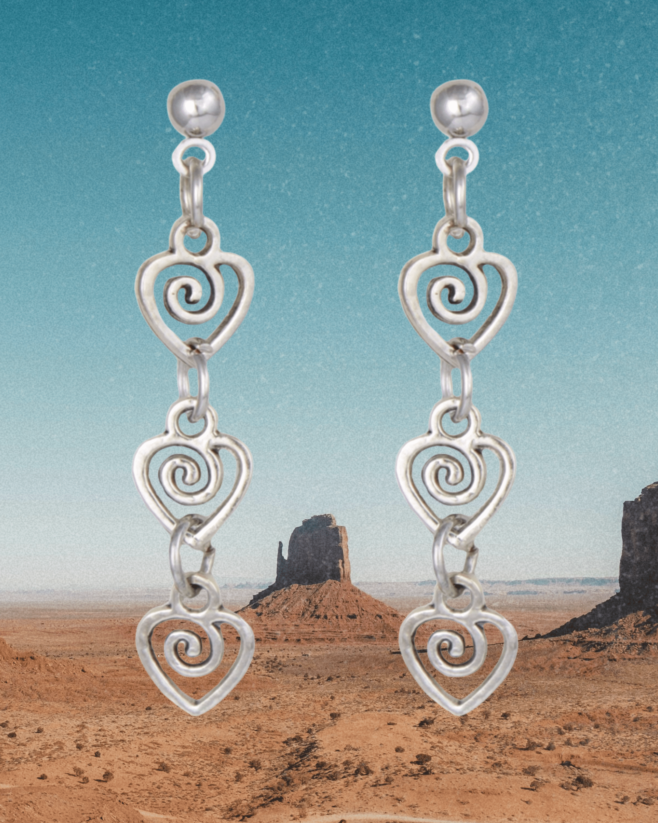 Silver Swirl Heart Linear Post Earrings - Intrigue Ink Visit Bozeman, Unique Shopping Boutique in Montana, Work from Home Clothes for Women