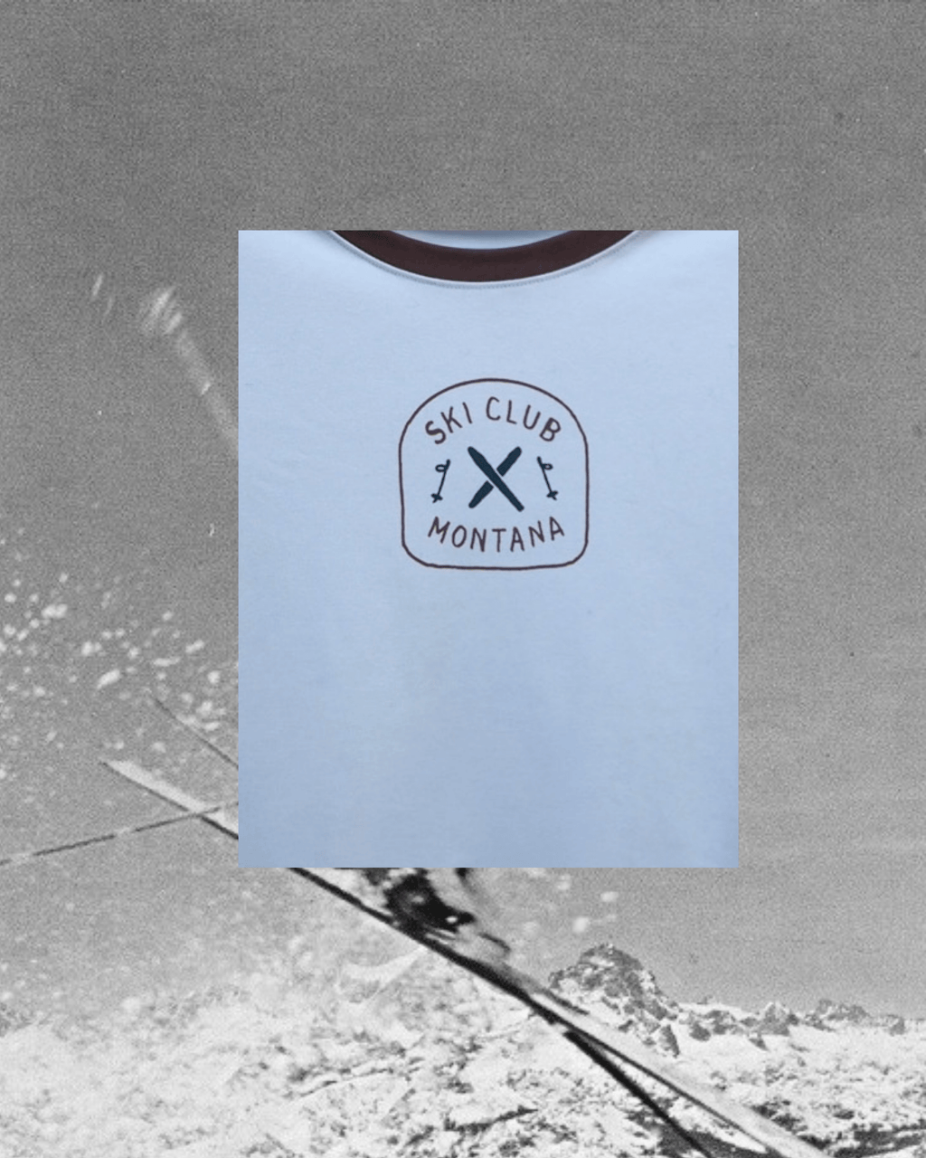 "Ski Club" Ringer Tee in Dusty Blue - Intrigue Ink Visit Bozeman, Unique Shopping Boutique in Montana, Work from Home Clothes for Women