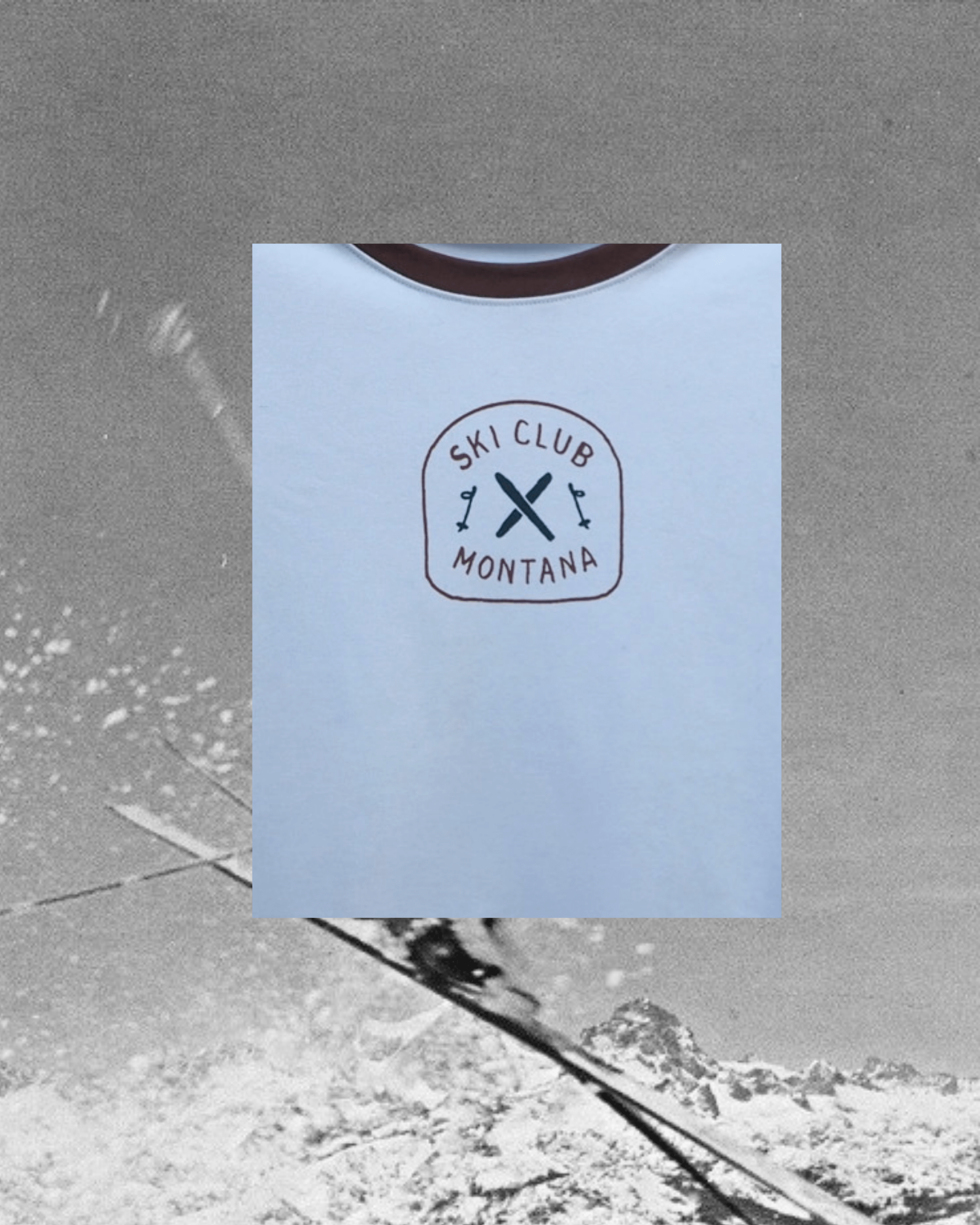 "Ski Club" Ringer Tee in Dusty Blue - Intrigue Ink Visit Bozeman, Unique Shopping Boutique in Montana, Work from Home Clothes for Women