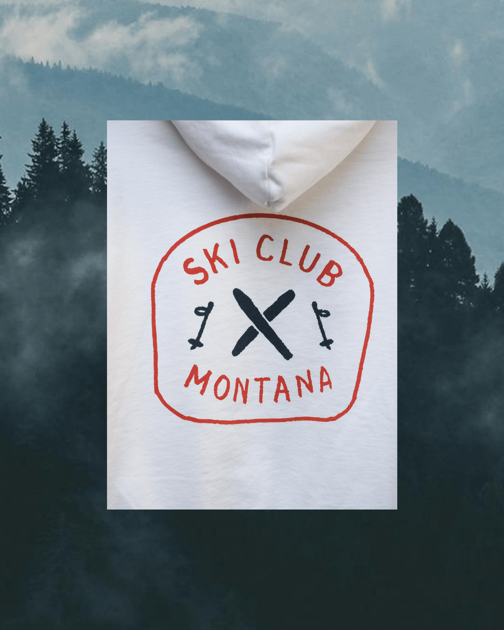 "Ski Club" Hoodie in White - Intrigue Ink Visit Bozeman, Unique Shopping Boutique in Montana, Work from Home Clothes for Women