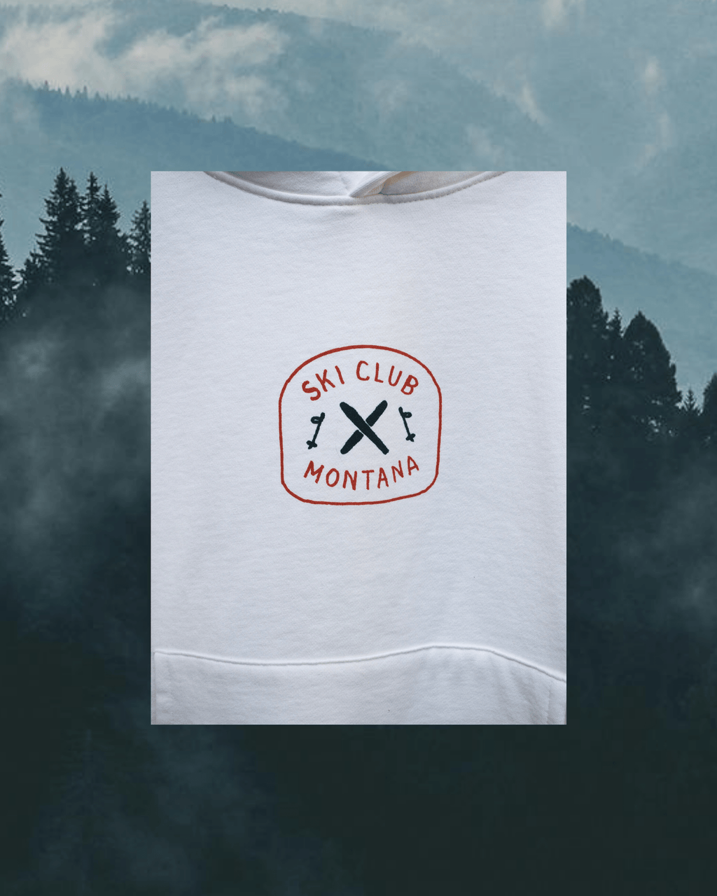 "Ski Club" Hoodie in White - Intrigue Ink Visit Bozeman, Unique Shopping Boutique in Montana, Work from Home Clothes for Women