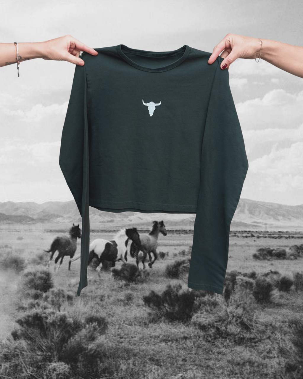 "Bison Skull" Long Sleeve - Intrigue Ink Visit Bozeman, Unique Shopping Boutique in Montana, Work from Home Clothes for Women