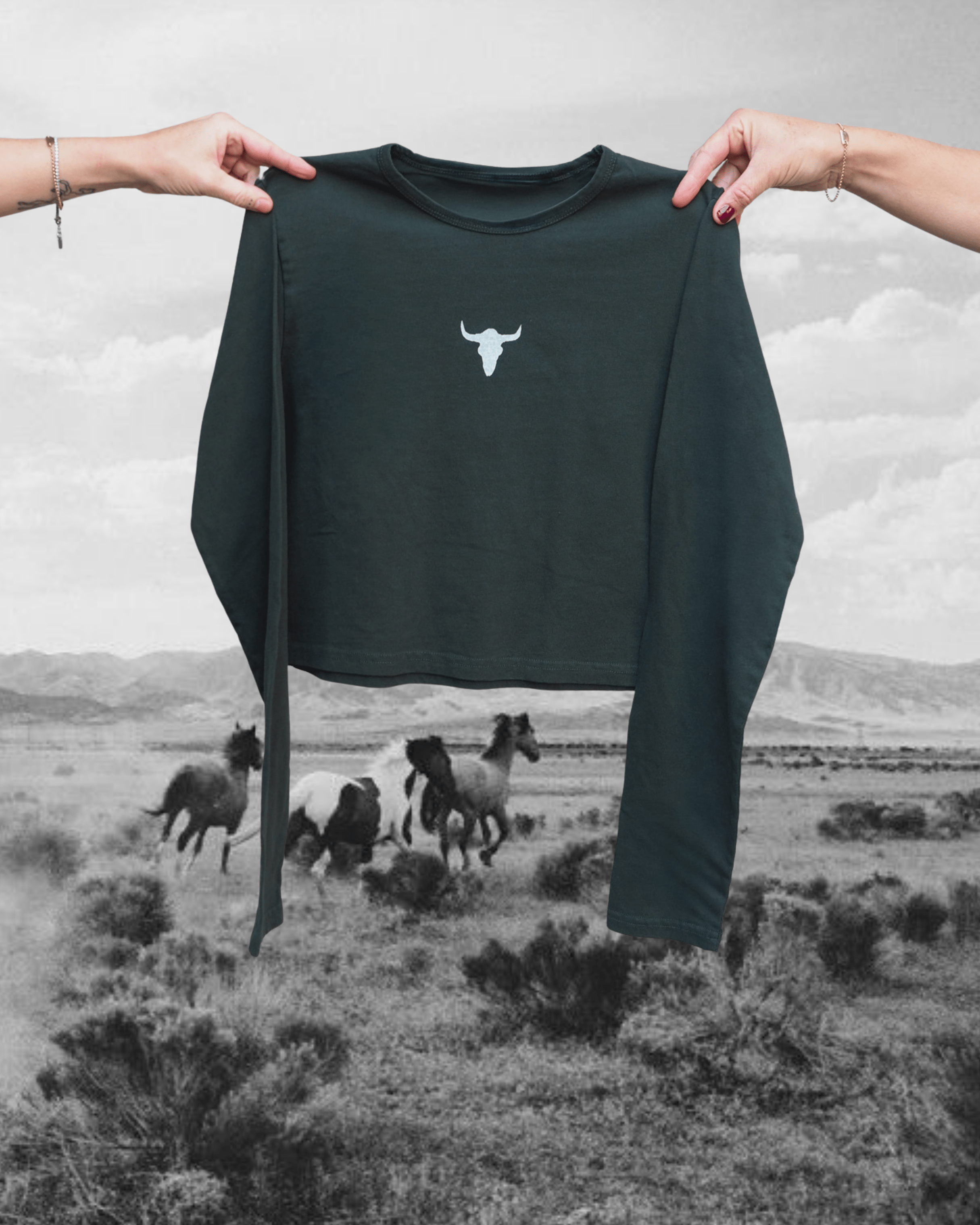 "Bison Skull" Long Sleeve - Intrigue Ink Visit Bozeman, Unique Shopping Boutique in Montana, Work from Home Clothes for Women