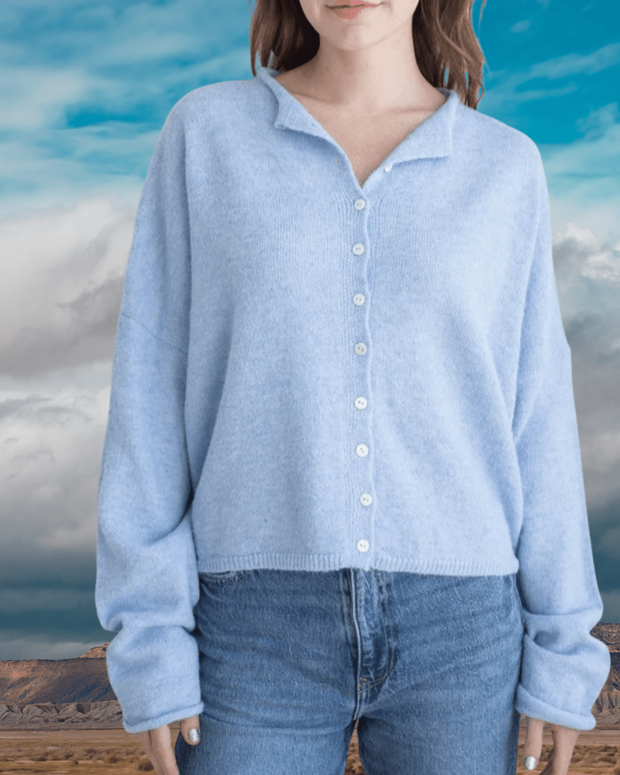 Button Up Cardigan - Sky Blue - Intrigue Ink Visit Bozeman, Unique Shopping Boutique in Montana, Work from Home Clothes for Women