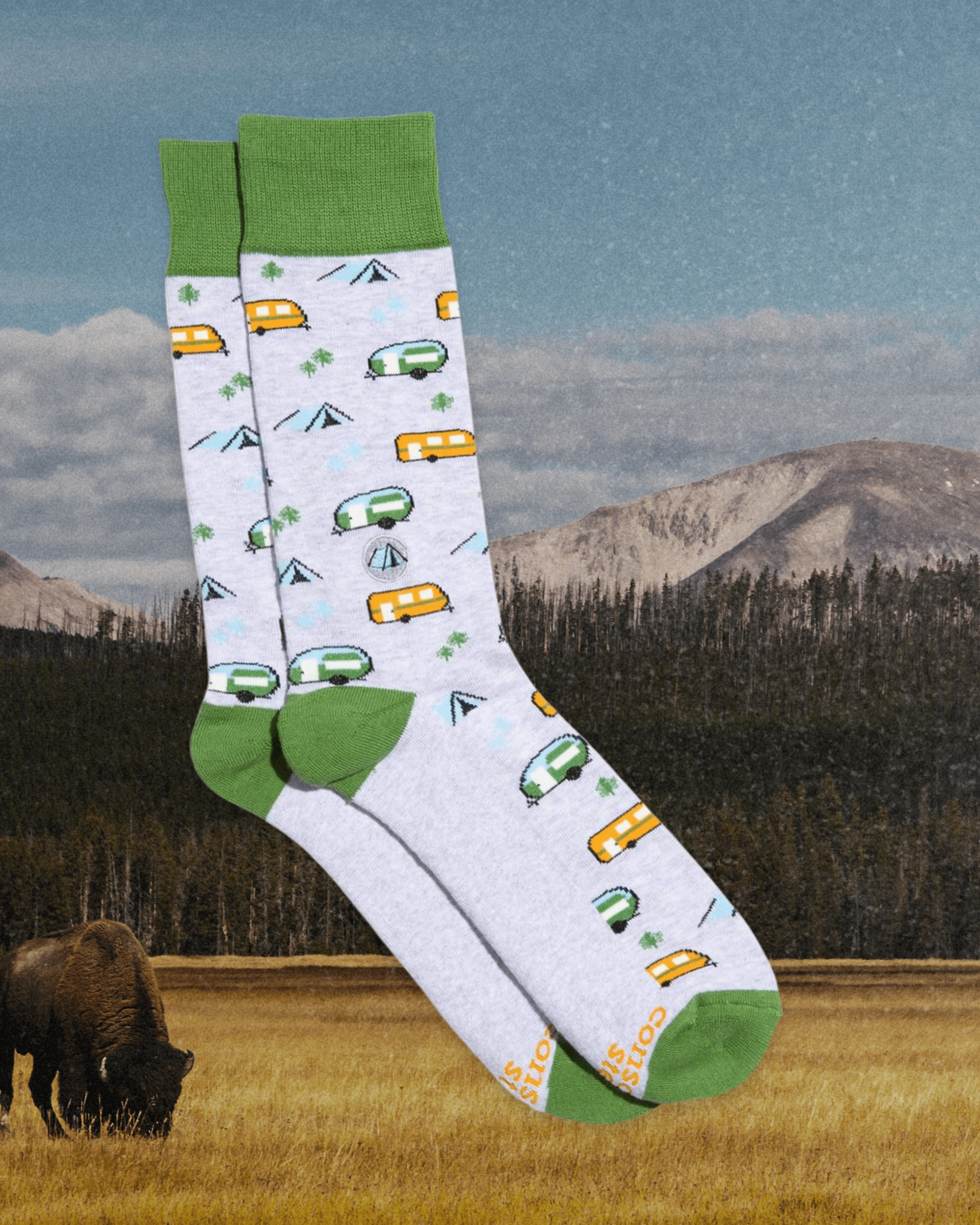 Socks That Protect National Parks (Green Campers) - Intrigue Ink Visit Bozeman, Unique Shopping Boutique in Montana, Work from Home Clothes for Women