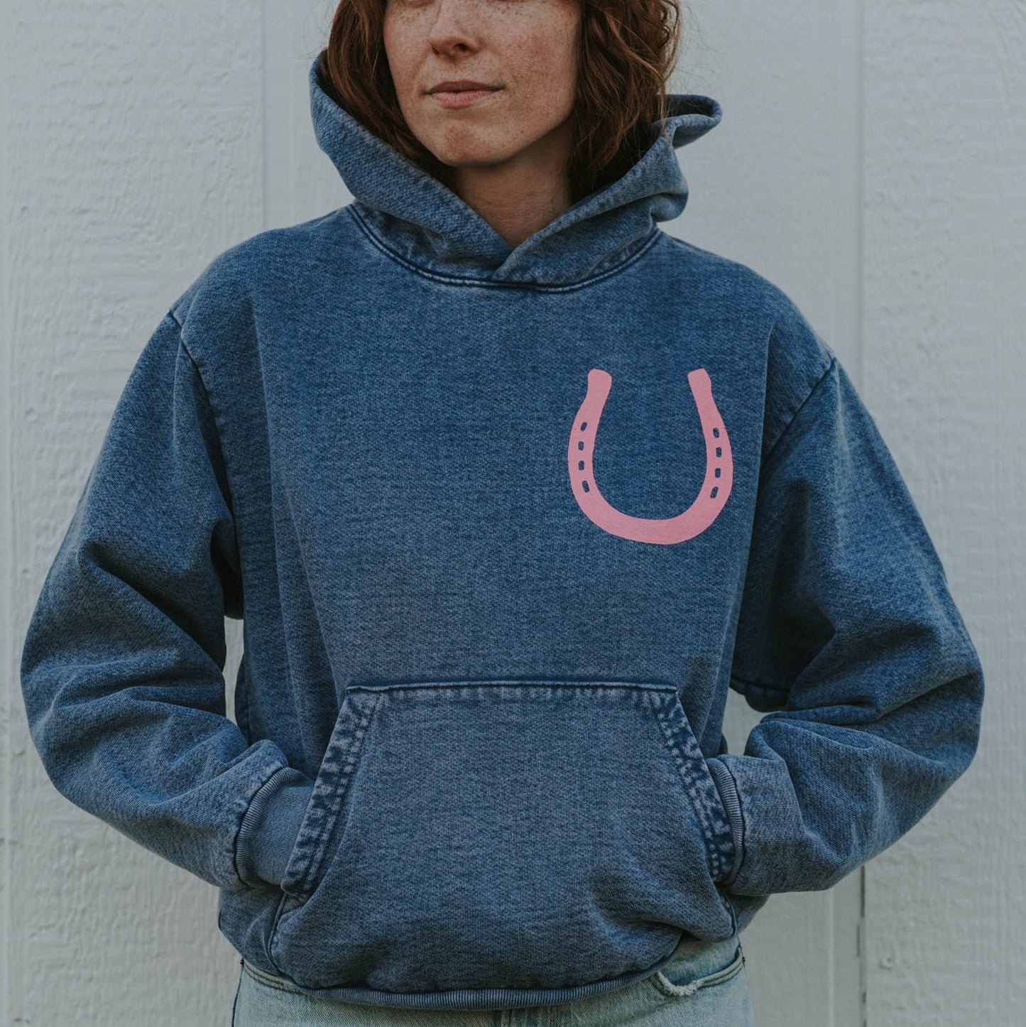 "Lucky Gal" Denim Wash Hoodie