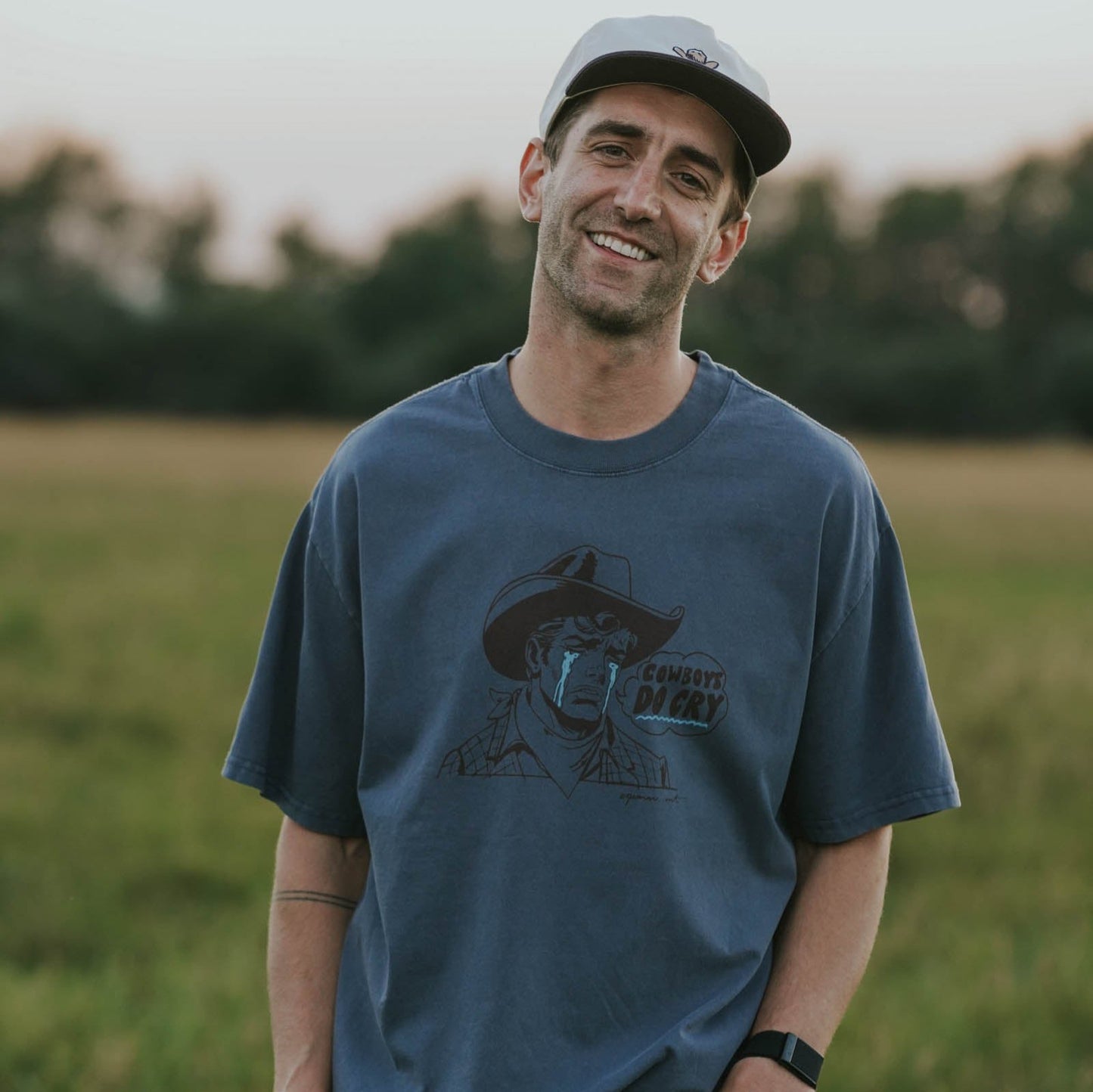 "Cowboys DO Cry" Tee in Indigo