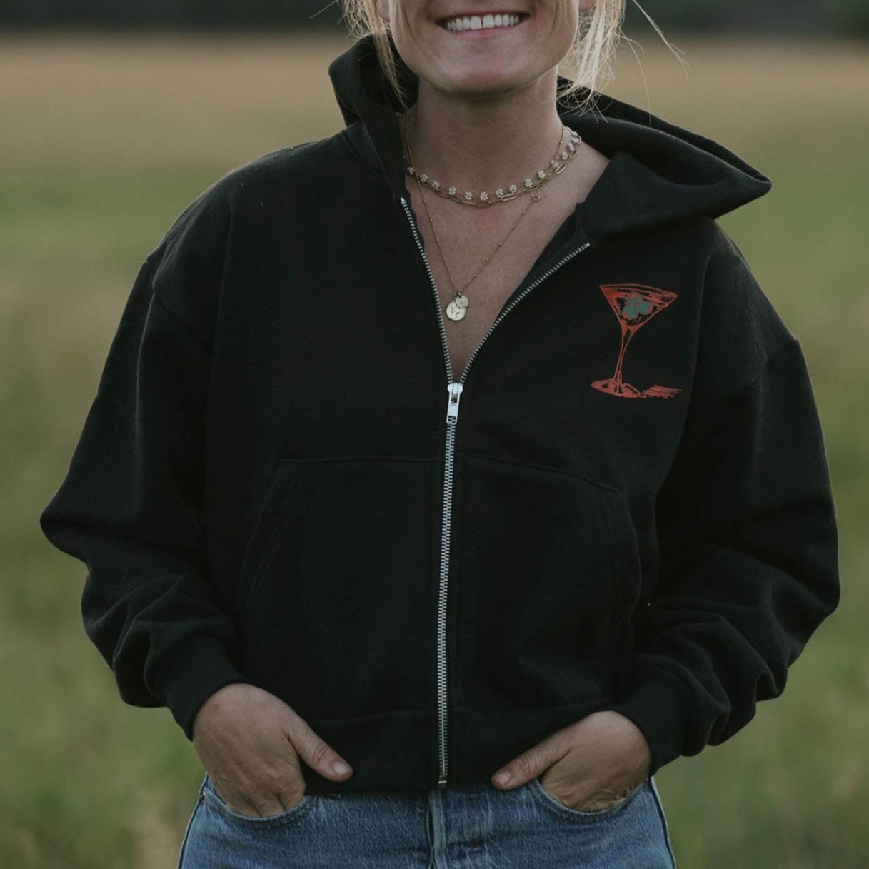 "Montana Martini" Zip Hoodie - Intrigue Ink Visit Bozeman, Unique Shopping Boutique in Montana, Work from Home Clothes for Women