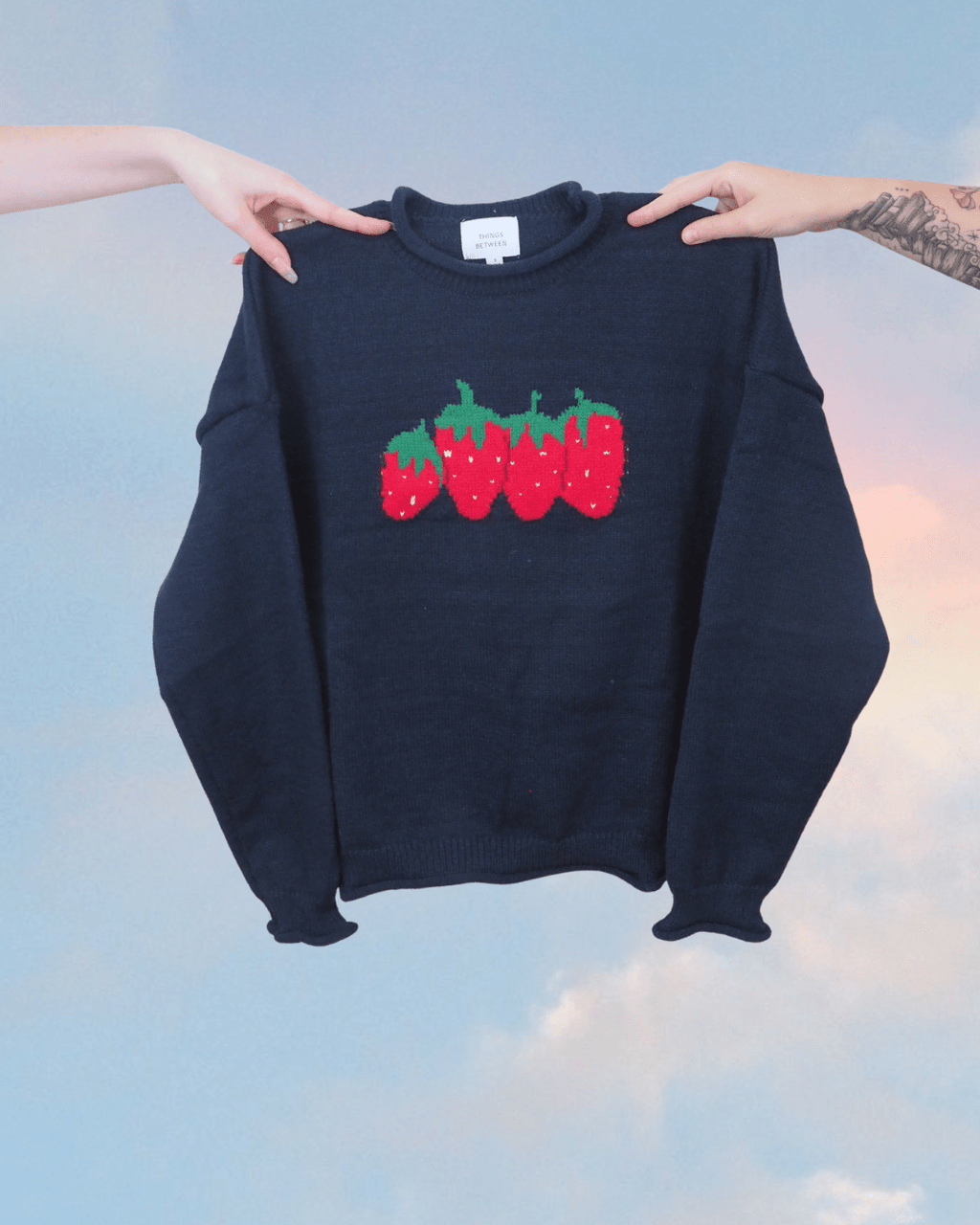 Strawberry Sweater - Navy - Intrigue Ink Visit Bozeman, Unique Shopping Boutique in Montana, Work from Home Clothes for Women