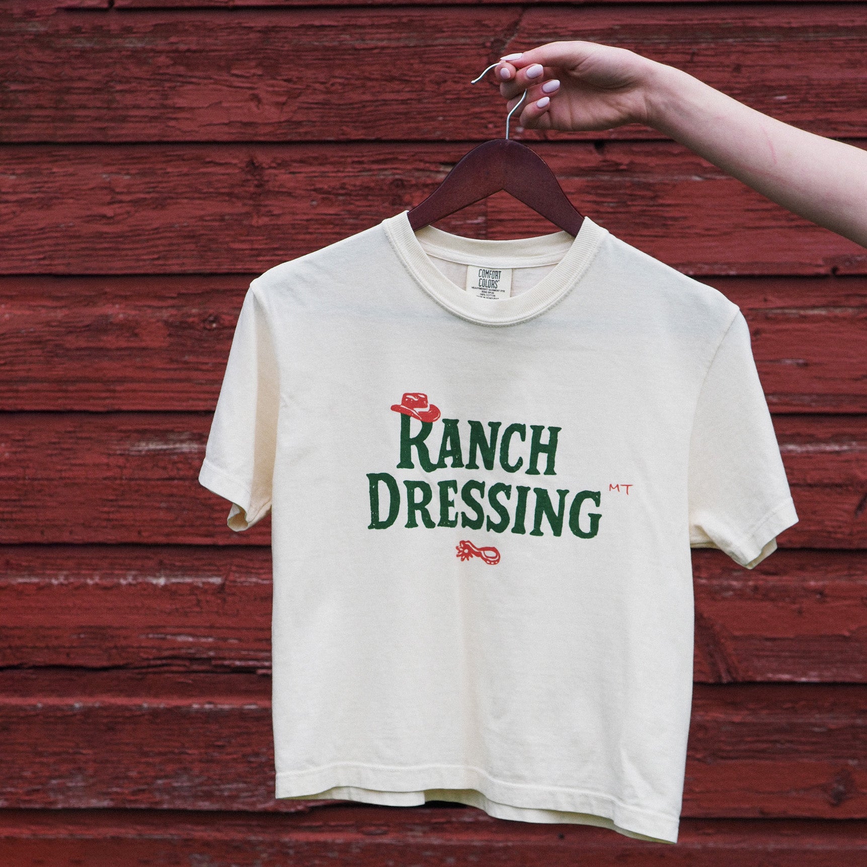 "Ranch Dressing" Crop Tee - Intrigue Ink Visit Bozeman, Unique Shopping Boutique in Montana, Work from Home Clothes for Women