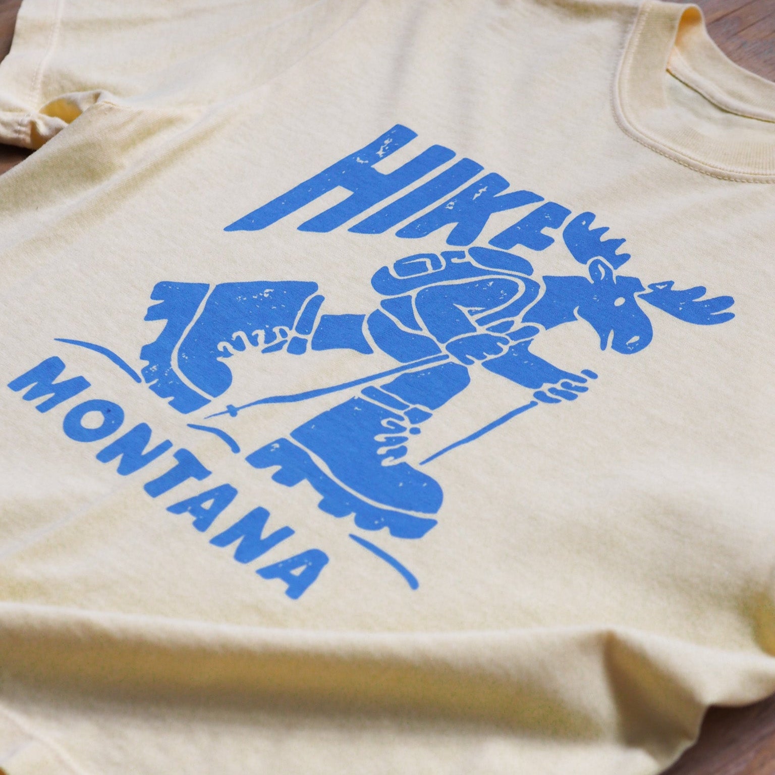 "Hike Montana" Crop Tee in Butter - Intrigue Ink Visit Bozeman, Unique Shopping Boutique in Montana, Work from Home Clothes for Women