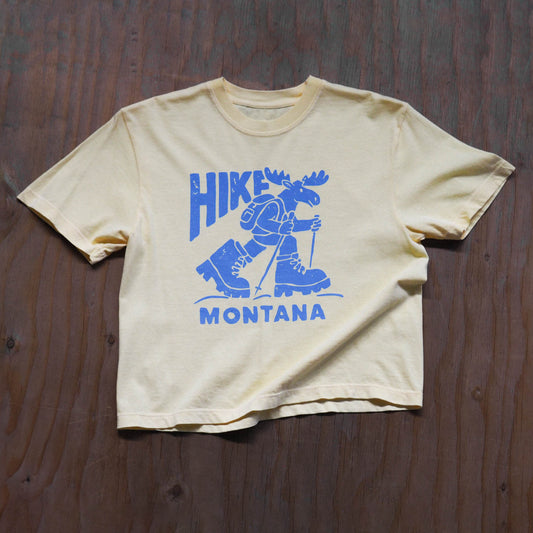 "Hike Montana" Crop Tee in Butter - Intrigue Ink Visit Bozeman, Unique Shopping Boutique in Montana, Work from Home Clothes for Women
