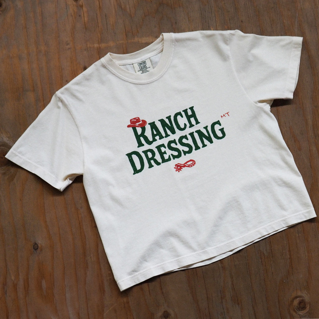 "Ranch Dressing" Crop Tee - Intrigue Ink Visit Bozeman, Unique Shopping Boutique in Montana, Work from Home Clothes for Women