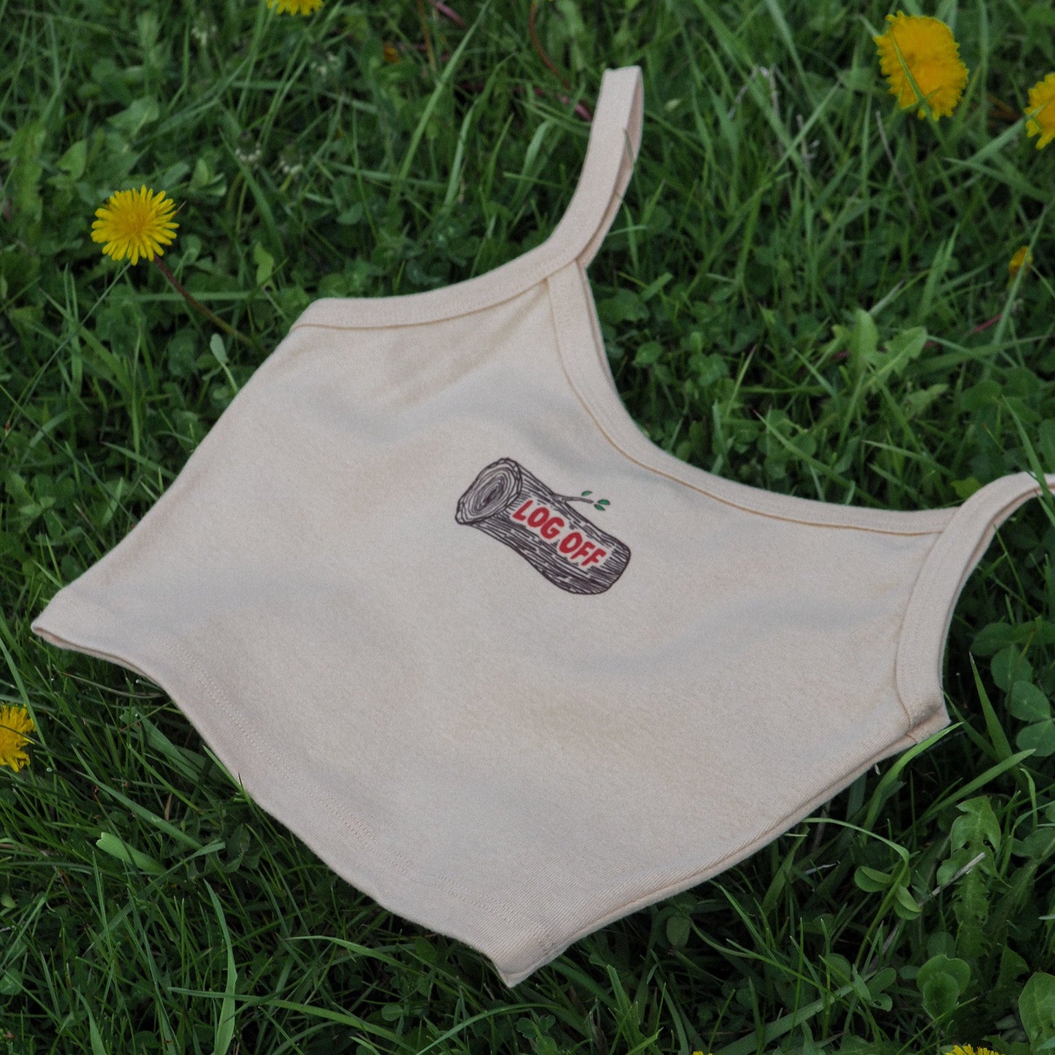 "Log Off" Crop Spaghetti Tank - Intrigue Ink Visit Bozeman, Unique Shopping Boutique in Montana, Work from Home Clothes for Women