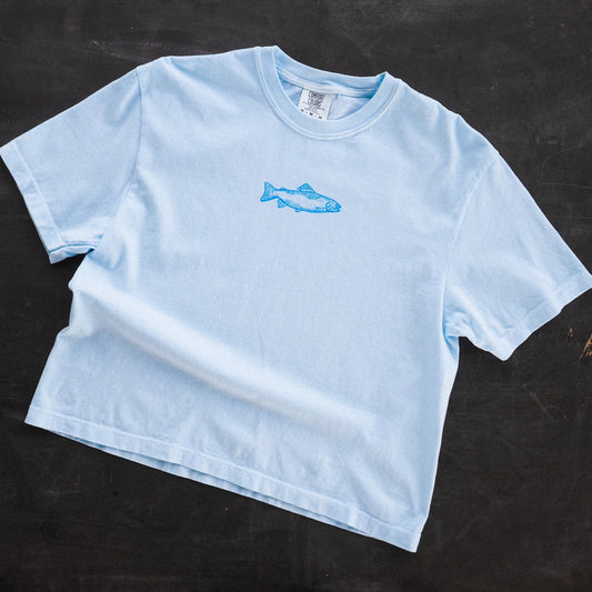 "Swims with the Fishes" Tee - Blue - Intrigue Ink Visit Bozeman, Unique Shopping Boutique in Montana, Work from Home Clothes for Women