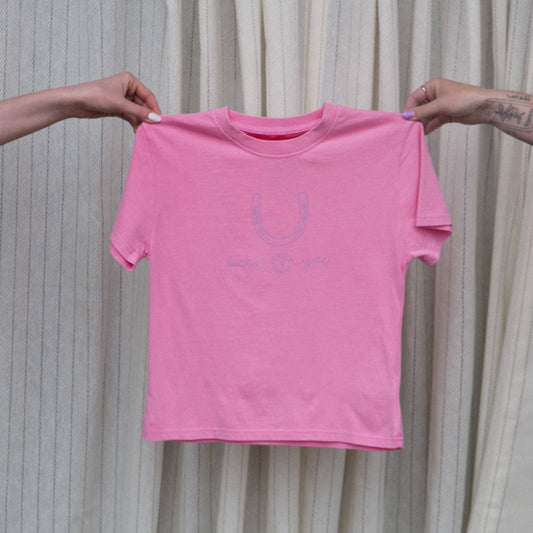 "Lucky You" Tee in Pink - Intrigue Ink Visit Bozeman, Unique Shopping Boutique in Montana, Work from Home Clothes for Women