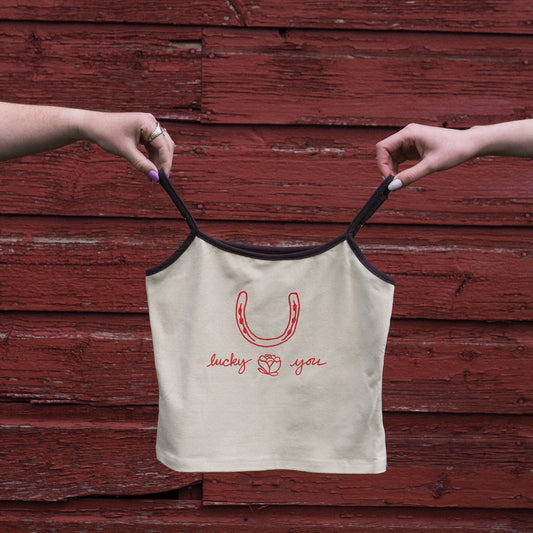 "Lucky You" Spaghetti Tank - Intrigue Ink Visit Bozeman, Unique Shopping Boutique in Montana, Work from Home Clothes for Women