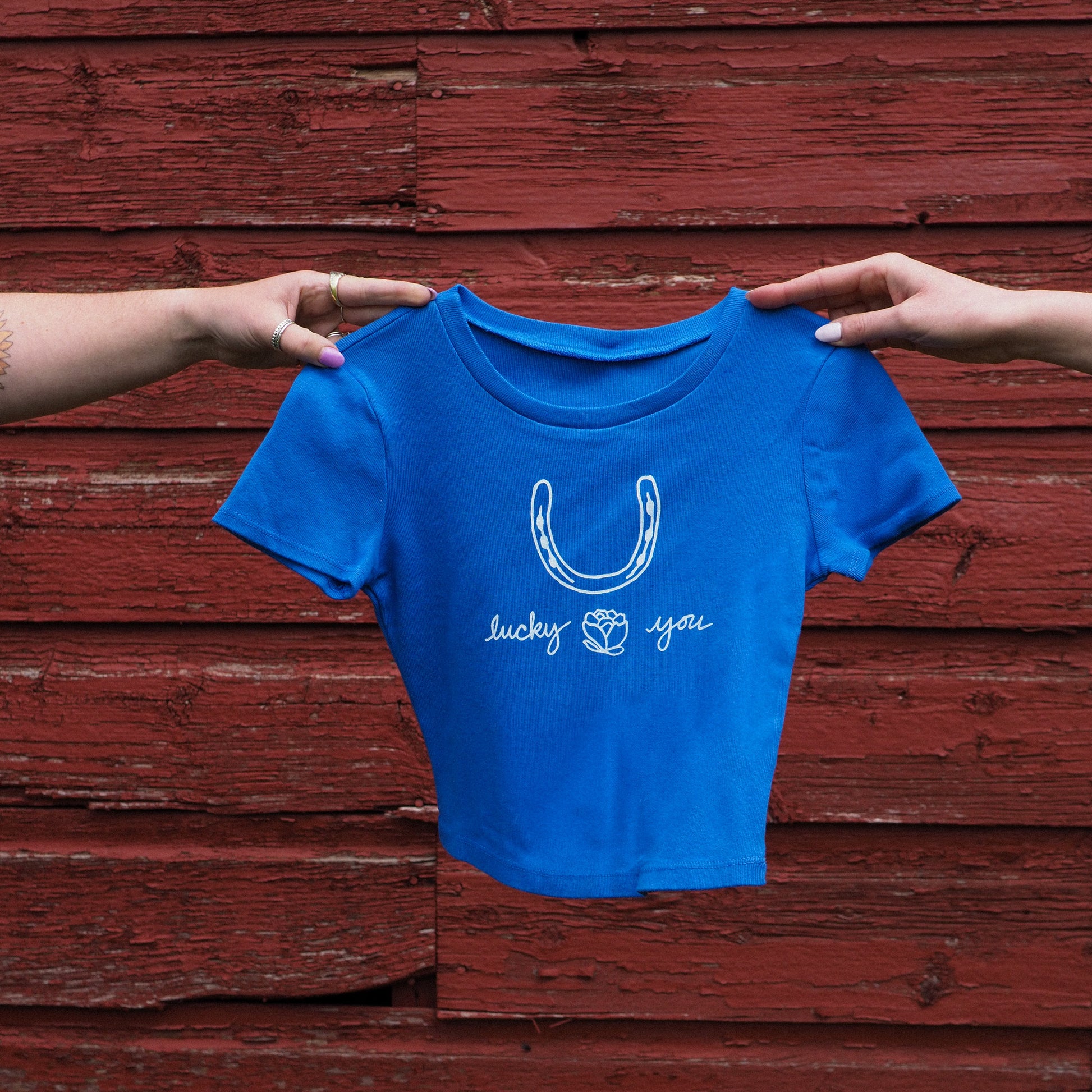 "Lucky You" Tee in Blueberry - Intrigue Ink Visit Bozeman, Unique Shopping Boutique in Montana, Work from Home Clothes for Women