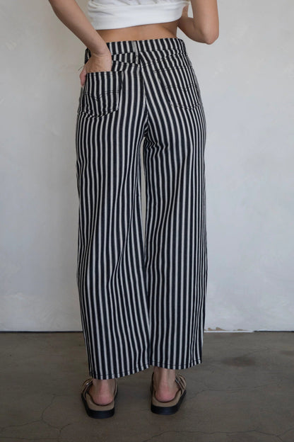 Black & White Stripe Pants - Intrigue Ink Visit Bozeman, Unique Shopping Boutique in Montana, Work from Home Clothes for Women