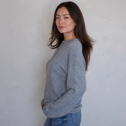 Heather Grey Quarter Button Sweater