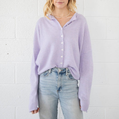 Button Up Cardigan - Lavender