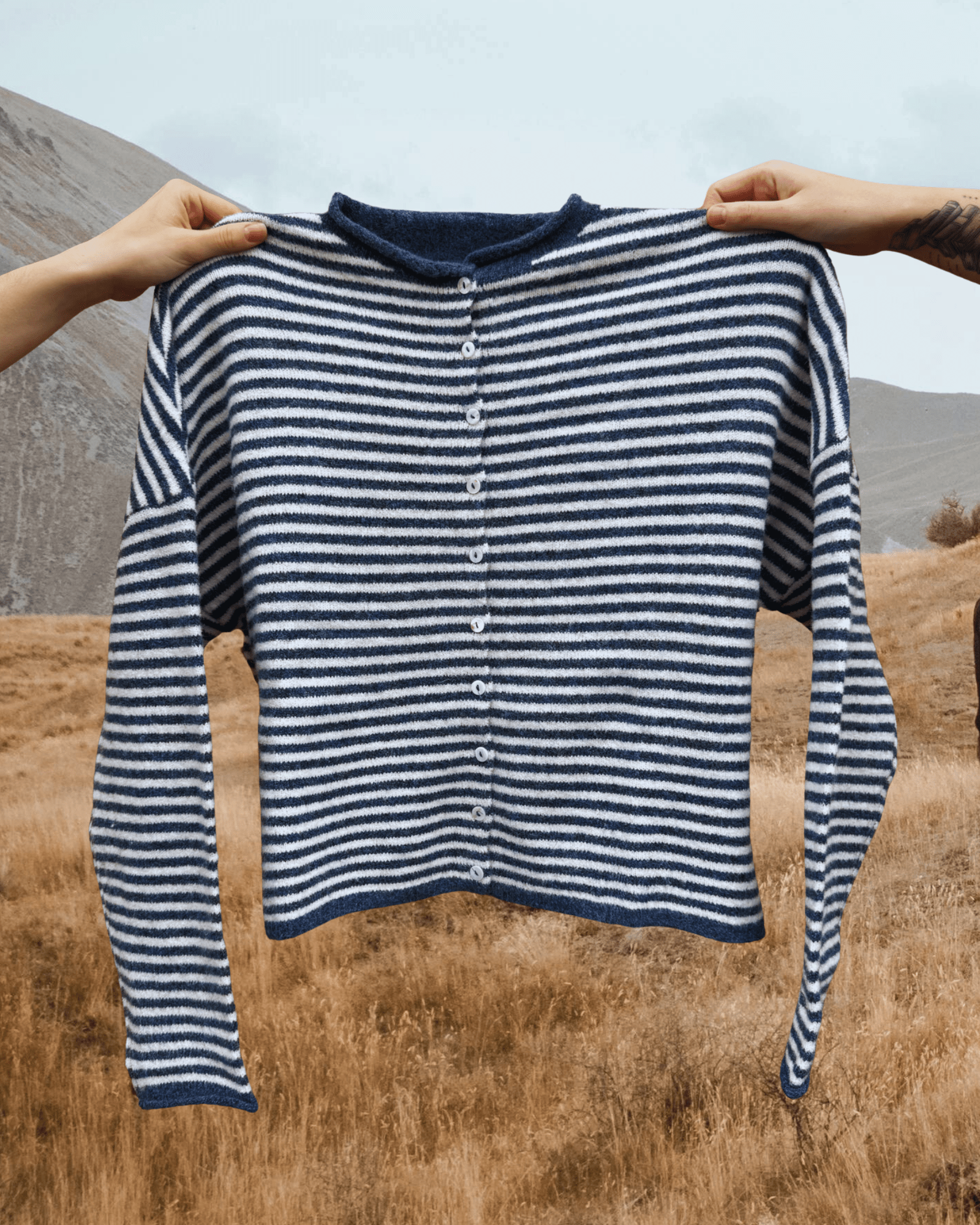 Striped Button Up Cardigan - Denim - Intrigue Ink Visit Bozeman, Unique Shopping Boutique in Montana, Work from Home Clothes for Women