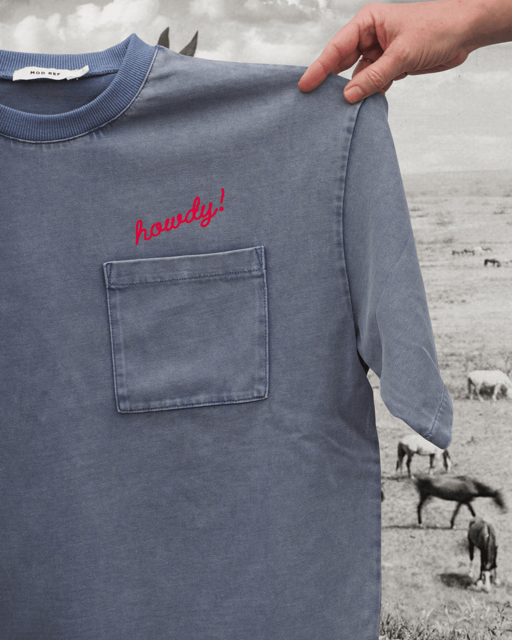 “Howdy!” Pocket Tee - Intrigue Ink Visit Bozeman, Unique Shopping Boutique in Montana, Work from Home Clothes for Women