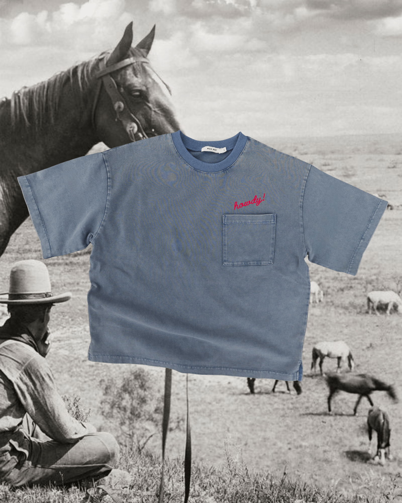 “Howdy!” Pocket Tee - Intrigue Ink Visit Bozeman, Unique Shopping Boutique in Montana, Work from Home Clothes for Women