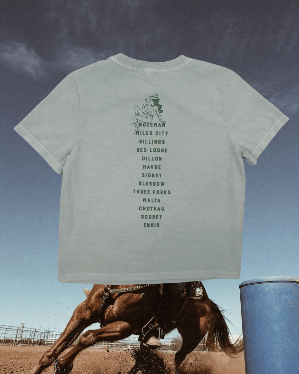 "Montana Rodeo" Favorite Tee - Intrigue Ink Visit Bozeman, Unique Shopping Boutique in Montana, Work from Home Clothes for Women