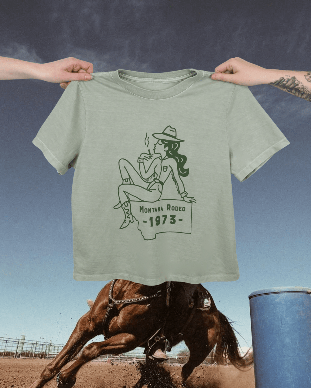 "Montana Rodeo" Favorite Tee - Intrigue Ink Visit Bozeman, Unique Shopping Boutique in Montana, Work from Home Clothes for Women