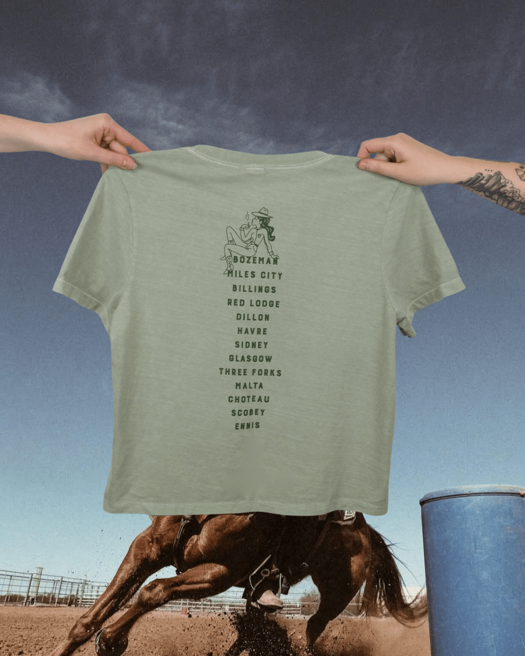 "Montana Rodeo" Favorite Tee - Intrigue Ink Visit Bozeman, Unique Shopping Boutique in Montana, Work from Home Clothes for Women