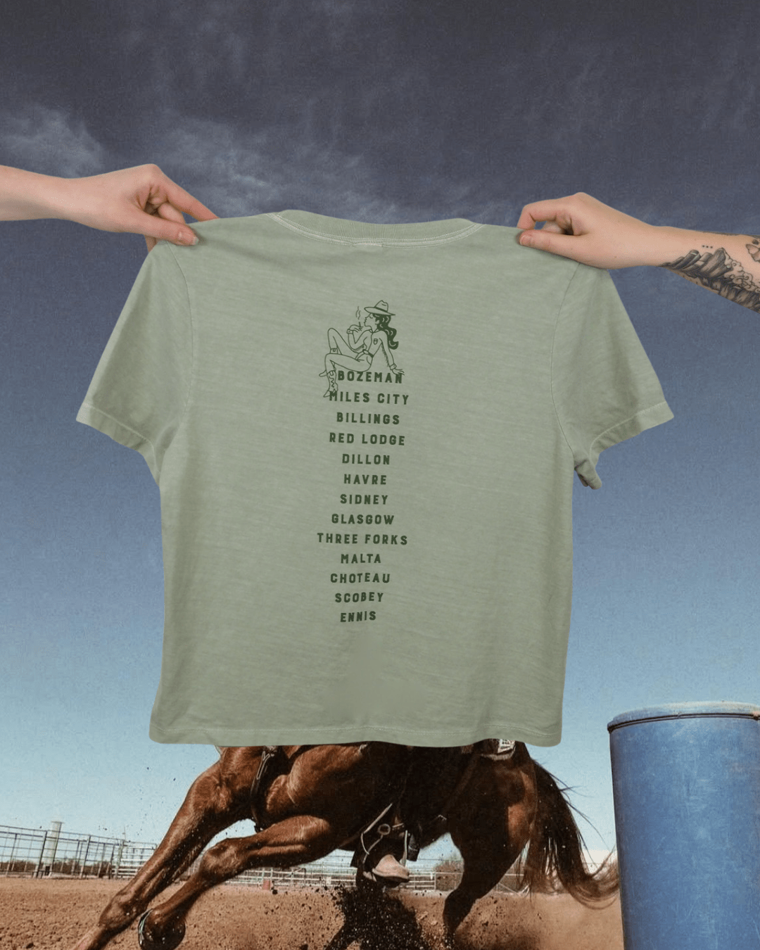 "Montana Rodeo" Favorite Tee - Intrigue Ink Visit Bozeman, Unique Shopping Boutique in Montana, Work from Home Clothes for Women