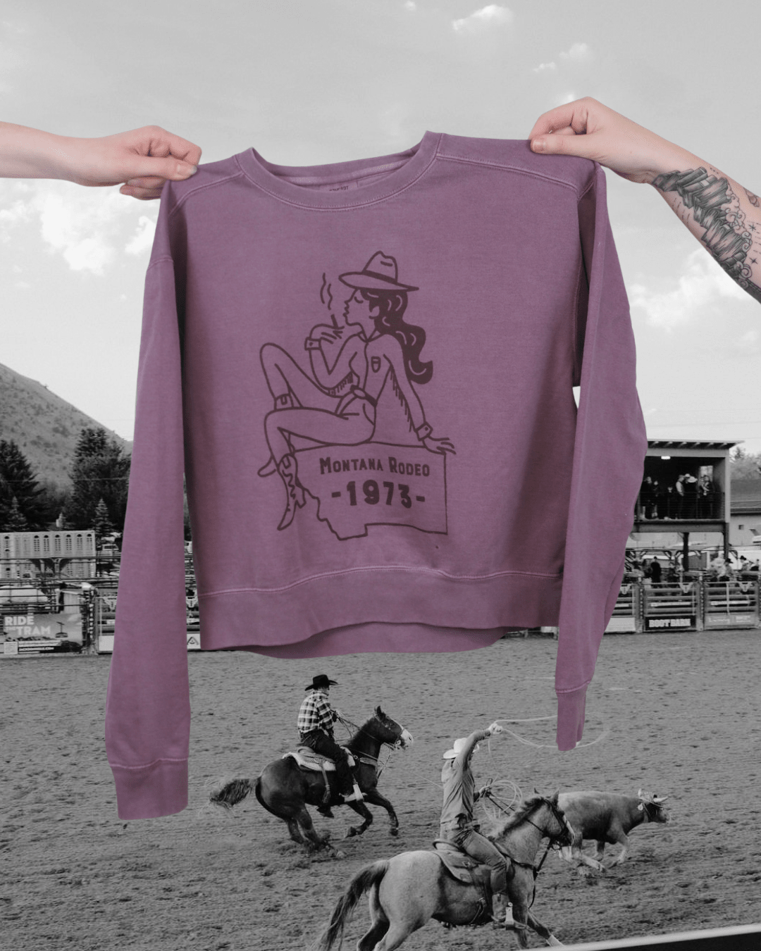 "Montana Rodeo" Crop Pullover - Intrigue Ink Visit Bozeman, Unique Shopping Boutique in Montana, Work from Home Clothes for Women