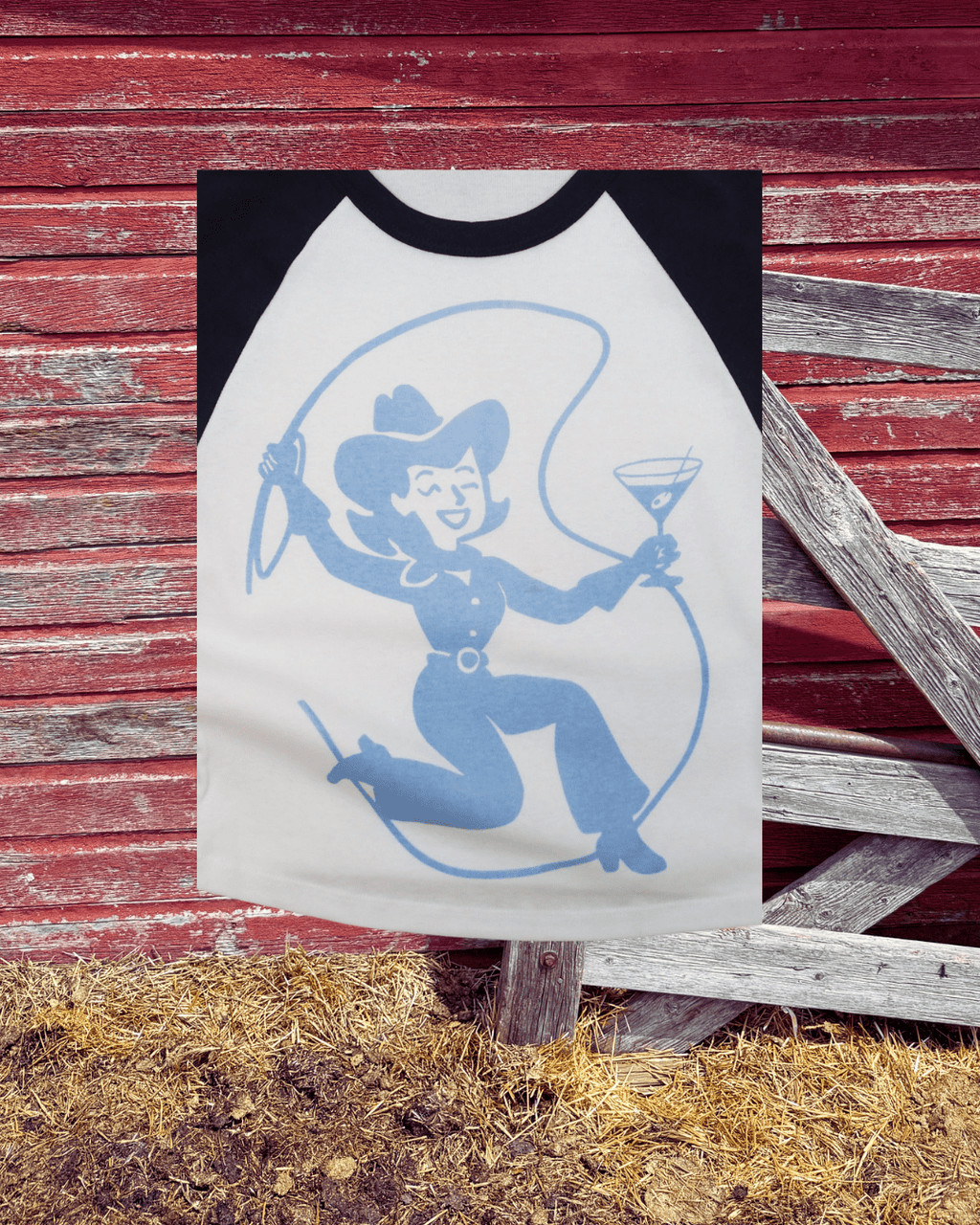 "Cowgirl Cocktail" Baseball Crop - Intrigue Ink Visit Bozeman, Unique Shopping Boutique in Montana, Work from Home Clothes for Women