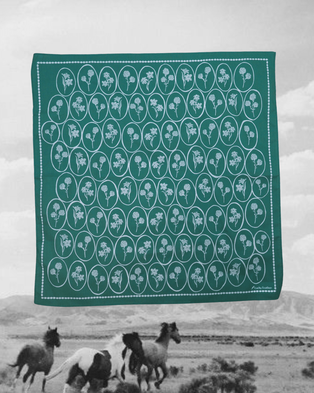 Happiness Bandana - Green with Flowers - Intrigue Ink Visit Bozeman, Unique Shopping Boutique in Montana, Work from Home Clothes for Women