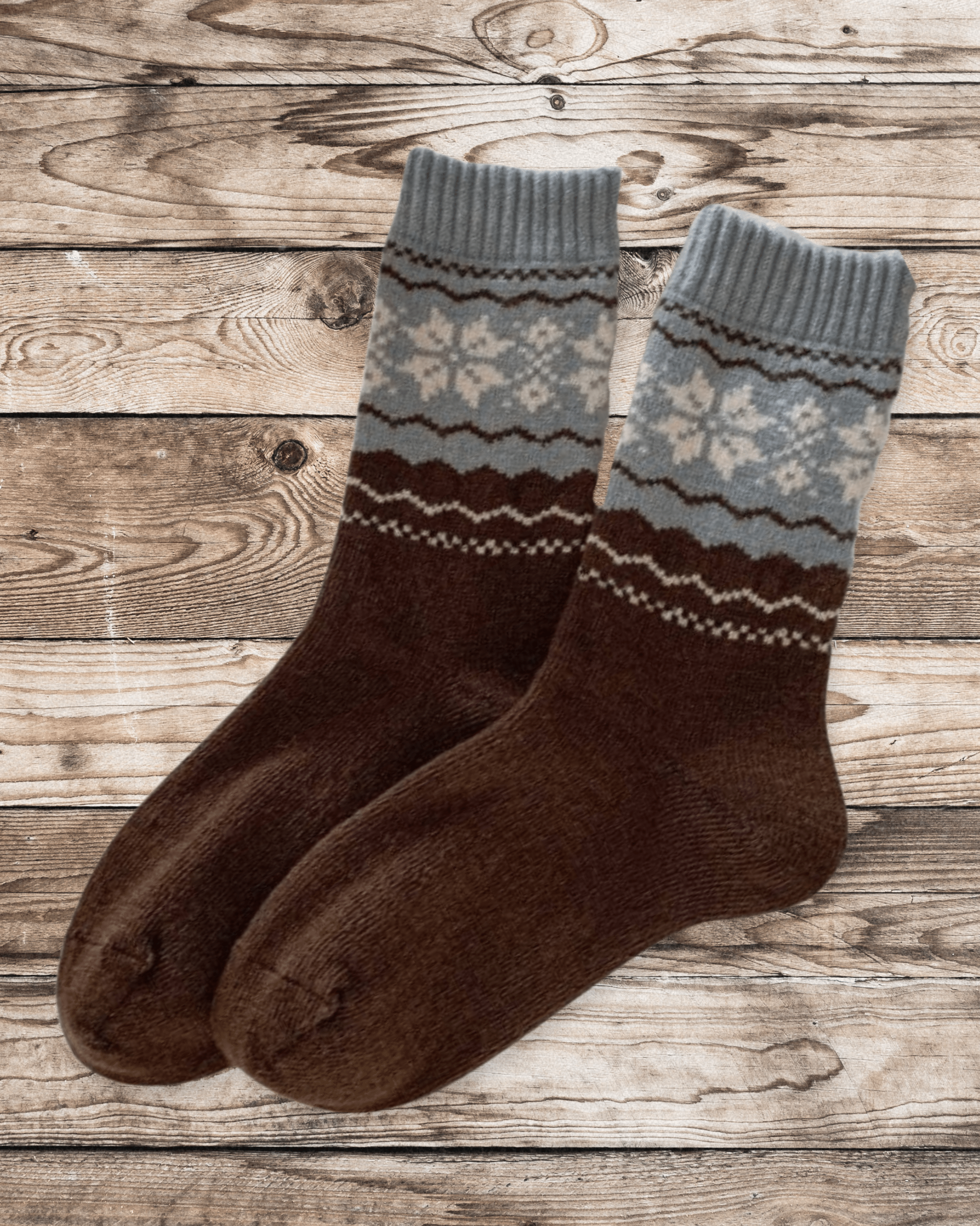 Thickened Snowflake Patterned Socks - Brown - Intrigue Ink Visit Bozeman, Unique Shopping Boutique in Montana, Work from Home Clothes for Women