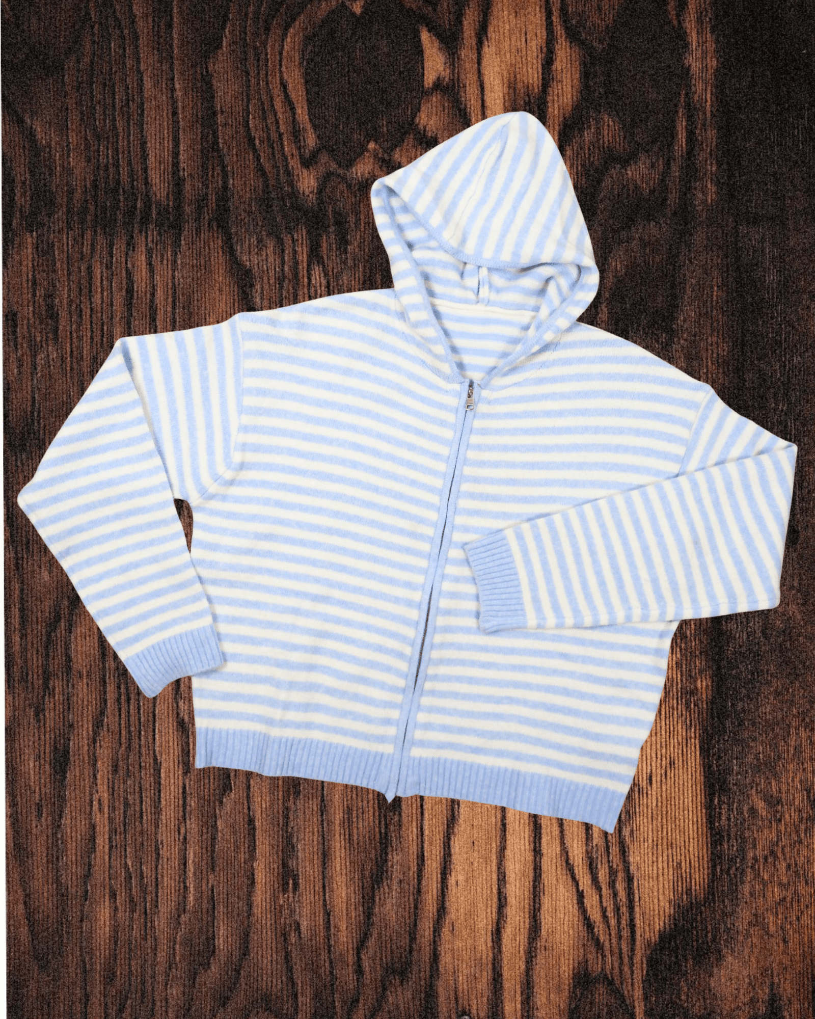 Striped Zipper Hoodie - Baby Blue - Intrigue Ink Visit Bozeman, Unique Shopping Boutique in Montana, Work from Home Clothes for Women