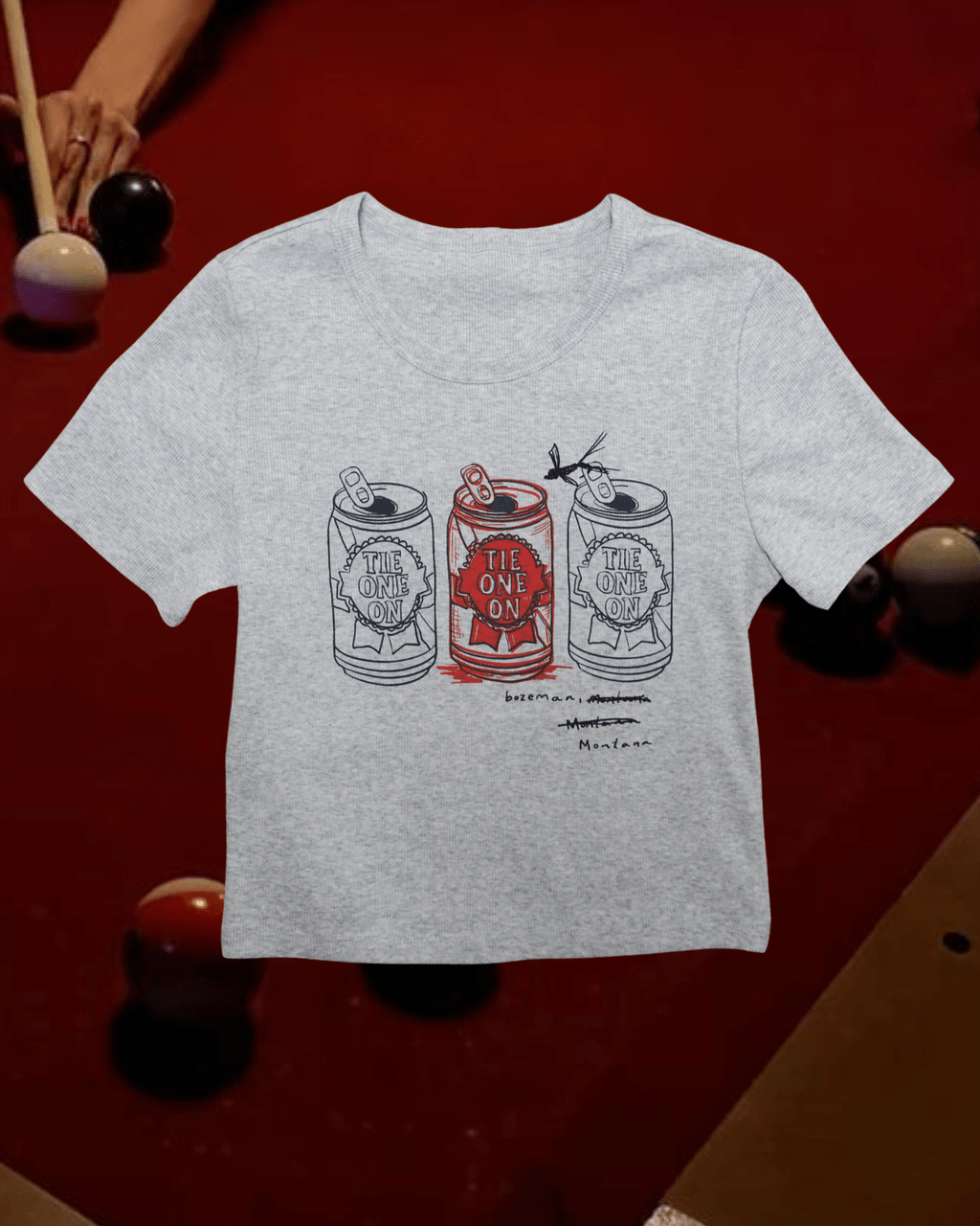 "Tie One On" Baby Tee - Intrigue Ink Visit Bozeman, Unique Shopping Boutique in Montana, Work from Home Clothes for Women
