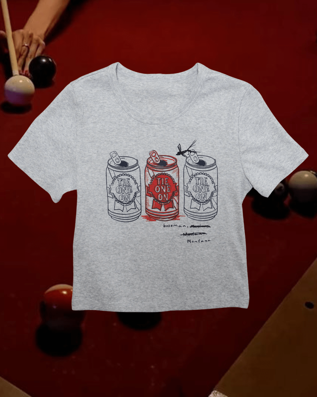 "Tie One On" Baby Tee - Intrigue Ink Visit Bozeman, Unique Shopping Boutique in Montana, Work from Home Clothes for Women