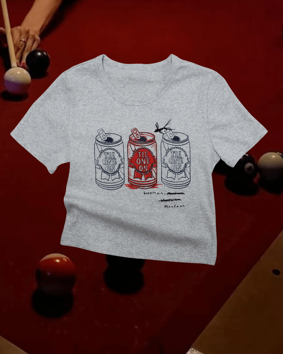"Tie One On" Baby Tee - Intrigue Ink Visit Bozeman, Unique Shopping Boutique in Montana, Work from Home Clothes for Women