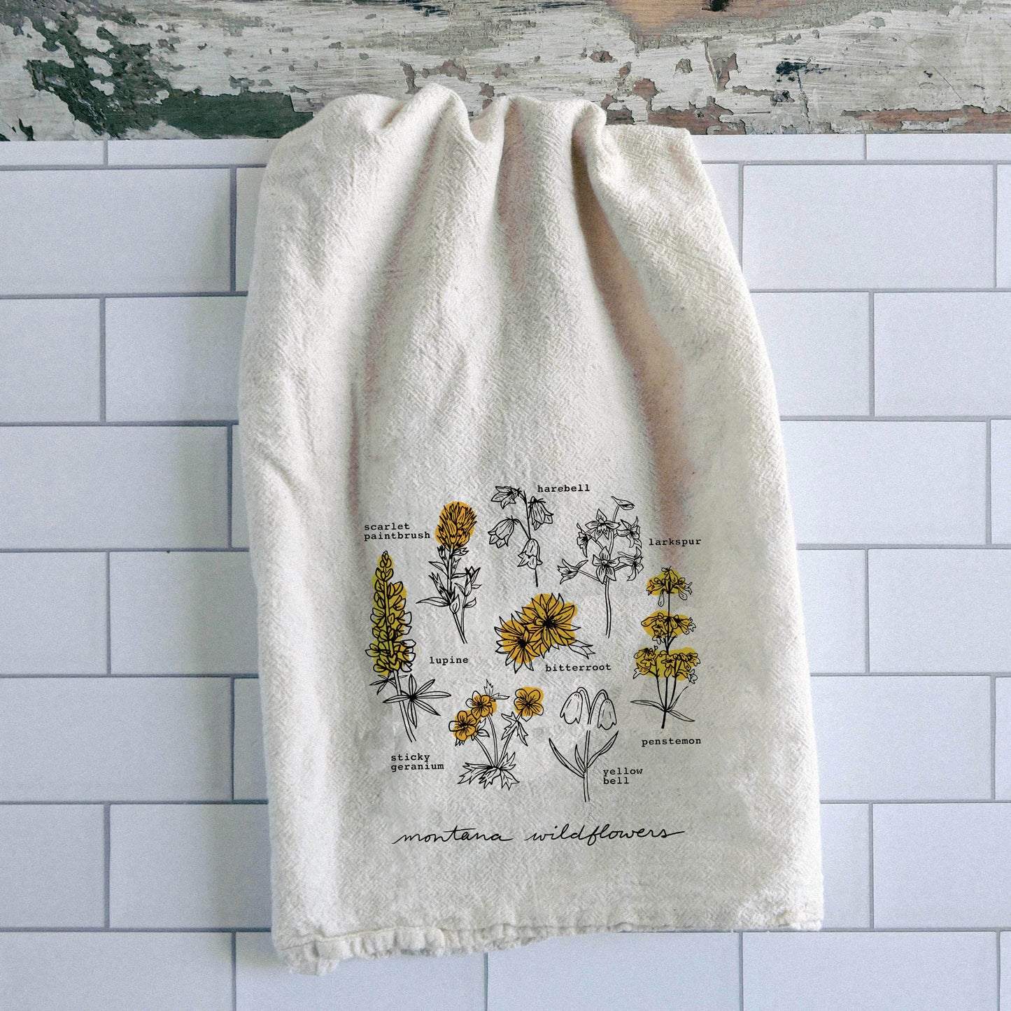 Yellow Wildflowers Dish Towel - Intrigue Ink Visit Bozeman, Unique Shopping Boutique in Montana, Work from Home Clothes for Women