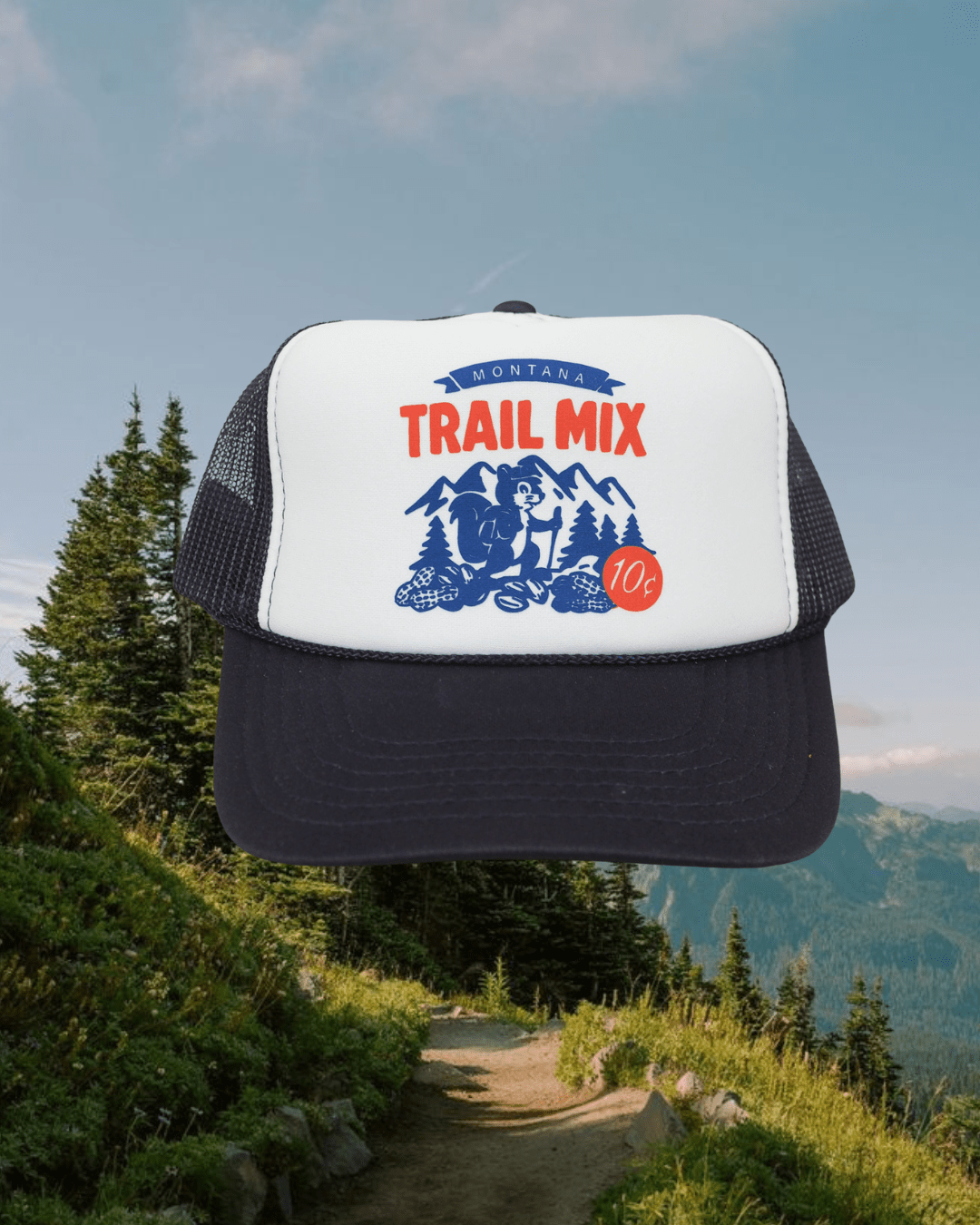 "Montana Trail Mix" Trucker Hat - Intrigue Ink Visit Bozeman, Unique Shopping Boutique in Montana, Work from Home Clothes for Women