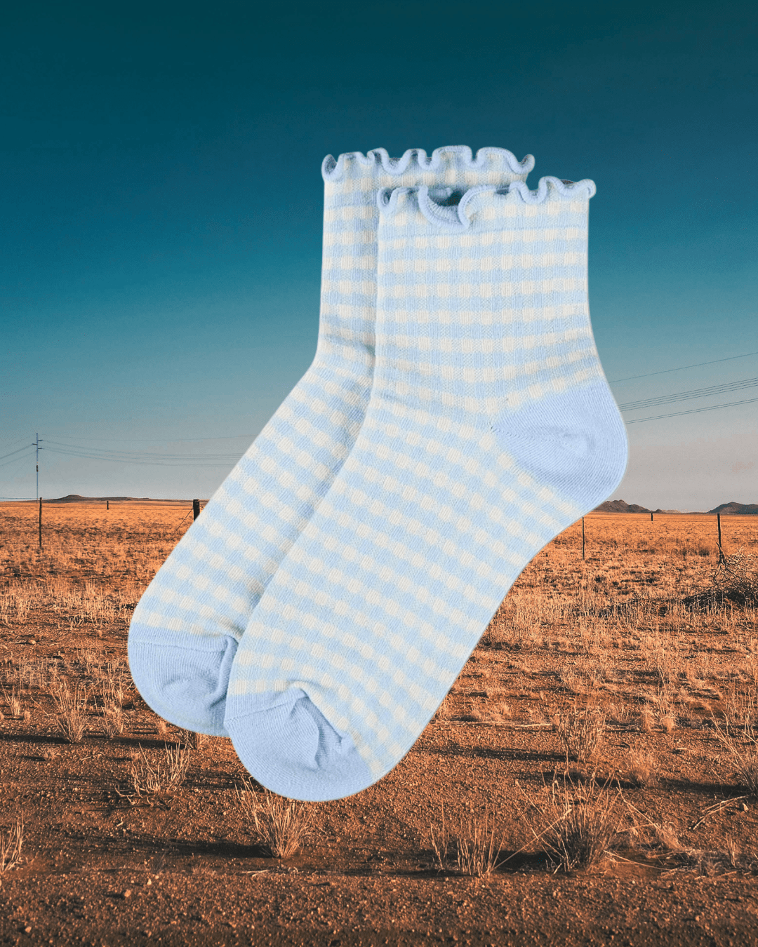 Gingham Anklet - Powder Blue - Intrigue Ink Visit Bozeman, Unique Shopping Boutique in Montana, Work from Home Clothes for Women