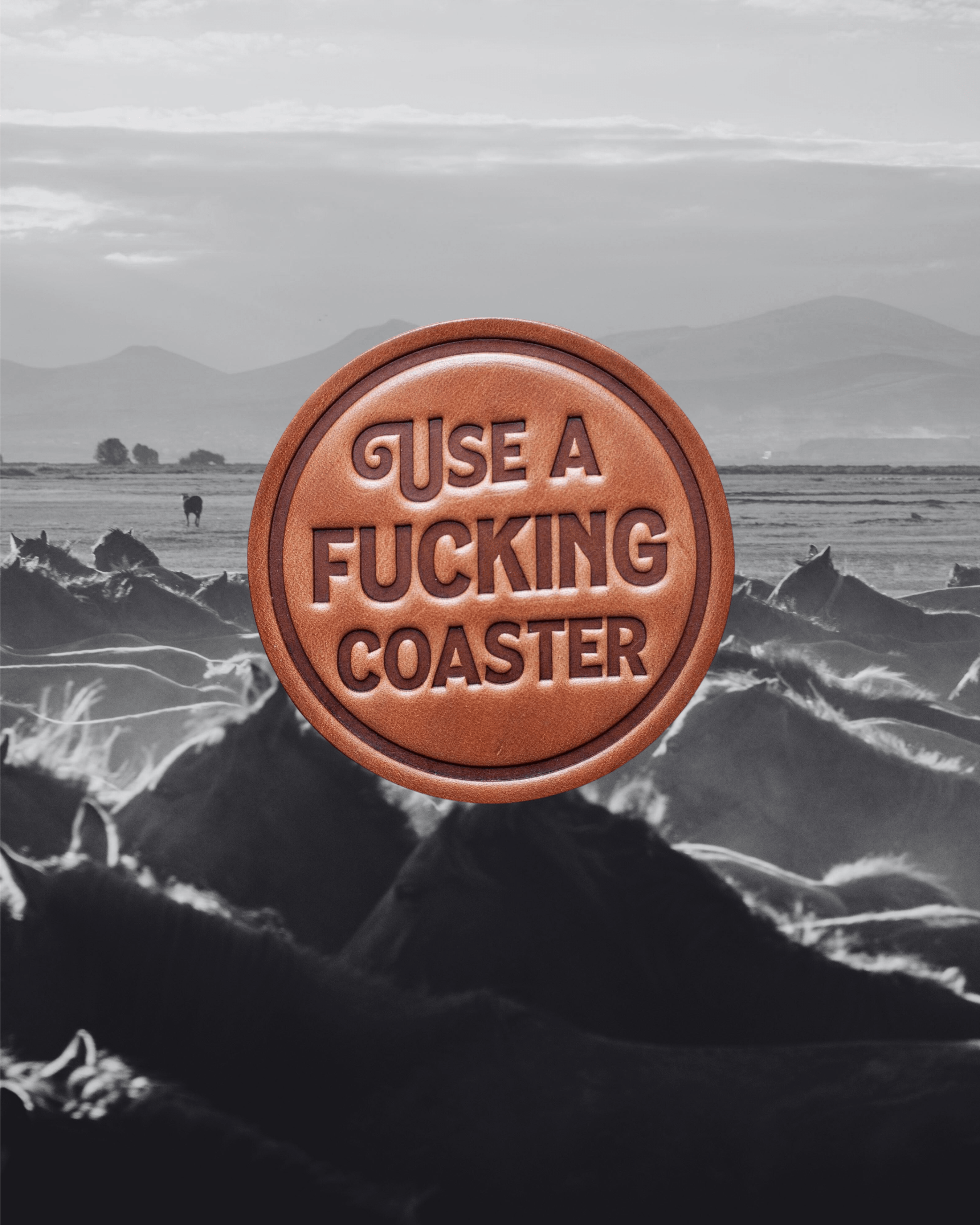 Use A Fucking Coaster Leather Coaster - Intrigue Ink Visit Bozeman, Unique Shopping Boutique in Montana, Work from Home Clothes for Women