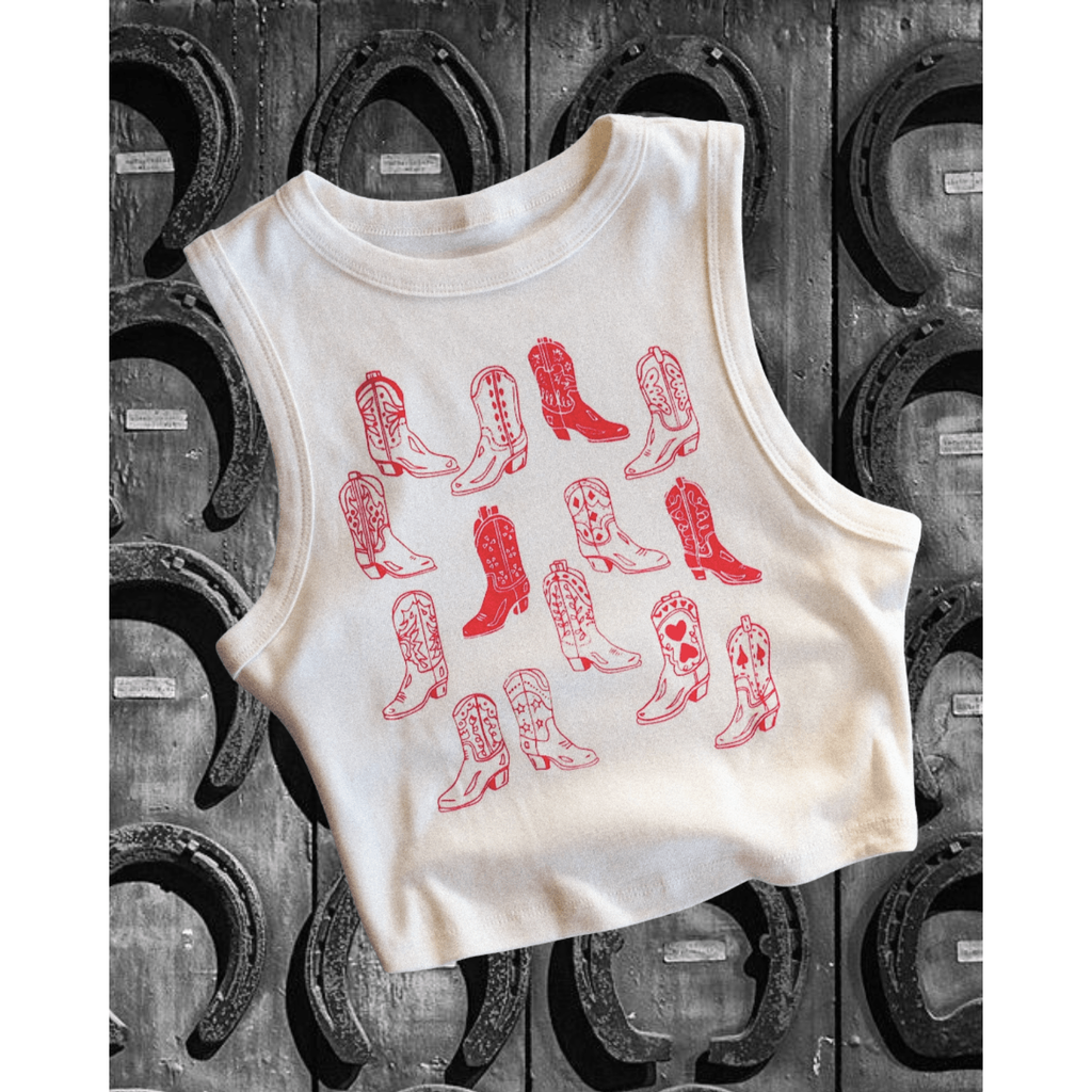 "Vintage Boots MT" Ivory Tank - Intrigue Ink Visit Bozeman, Unique Shopping Boutique in Montana, Work from Home Clothes for Women