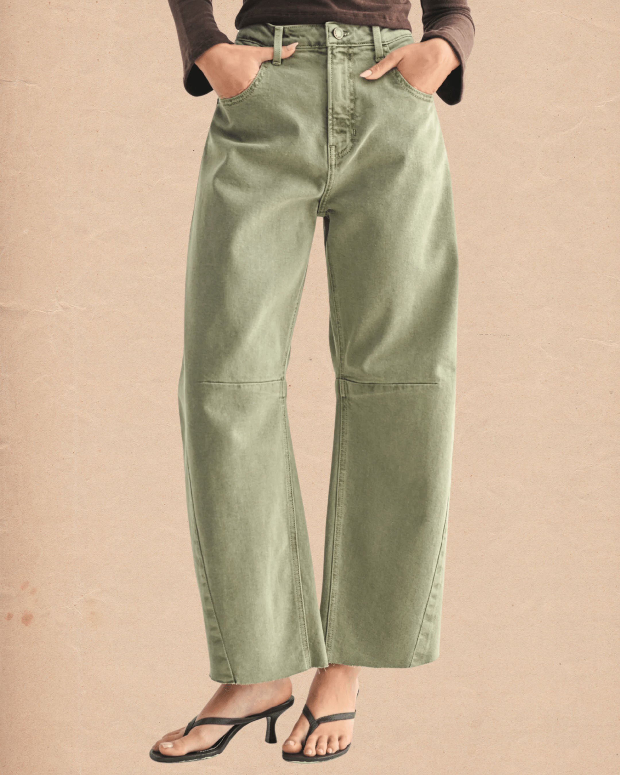 Vintage Olive Barrel Jean - Intrigue Ink Visit Bozeman, Unique Shopping Boutique in Montana, Work from Home Clothes for Women